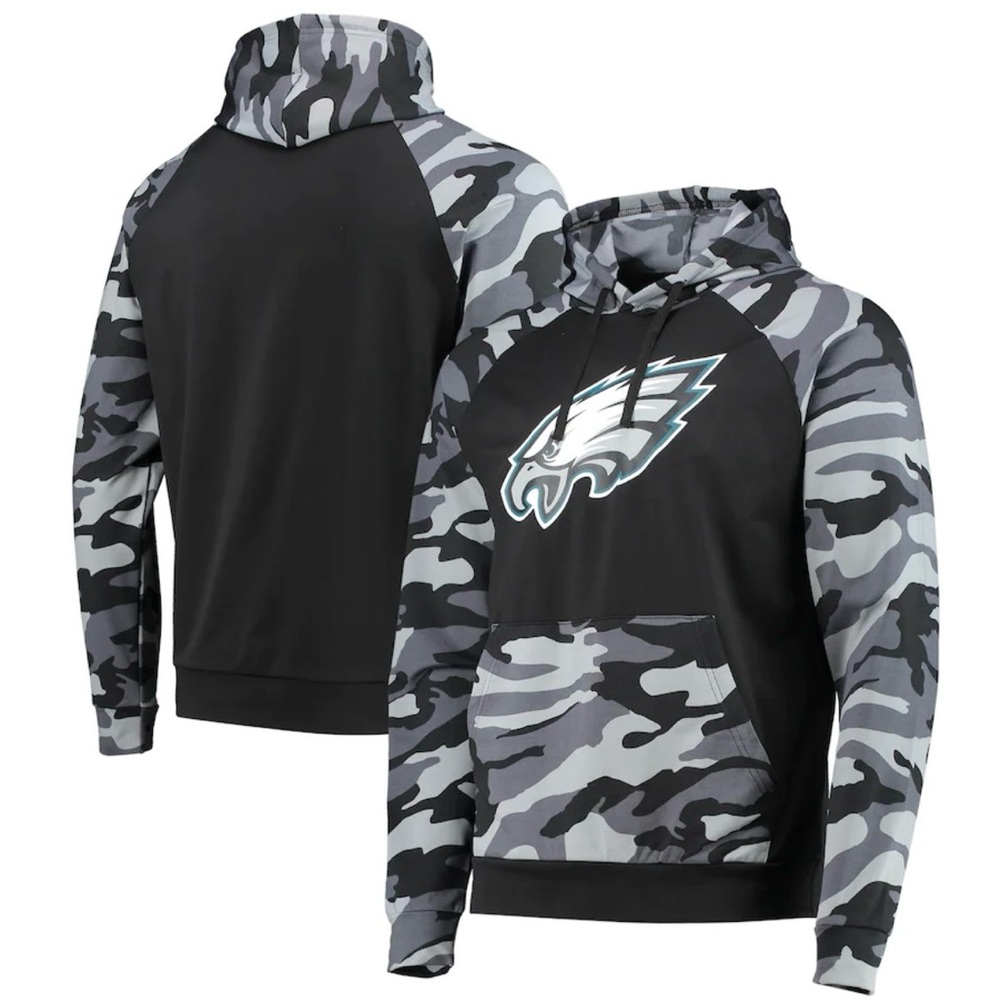 NFL Men’s Black FOCO Camo‎ Raglan Pullover Philadelphia Eagles Hoodie Sz M